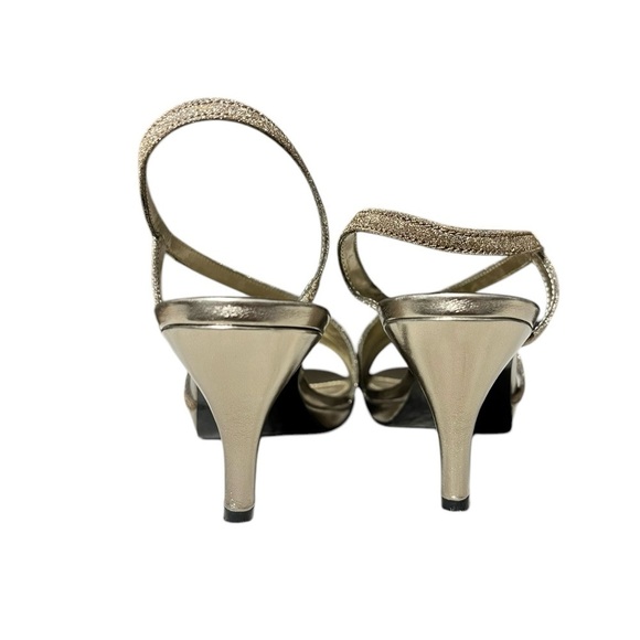 🌻Nina Neely Asymmetrical Bronze Glitter Formal Event Sandals Shoes Size 6.5 - Picture 3 of 10